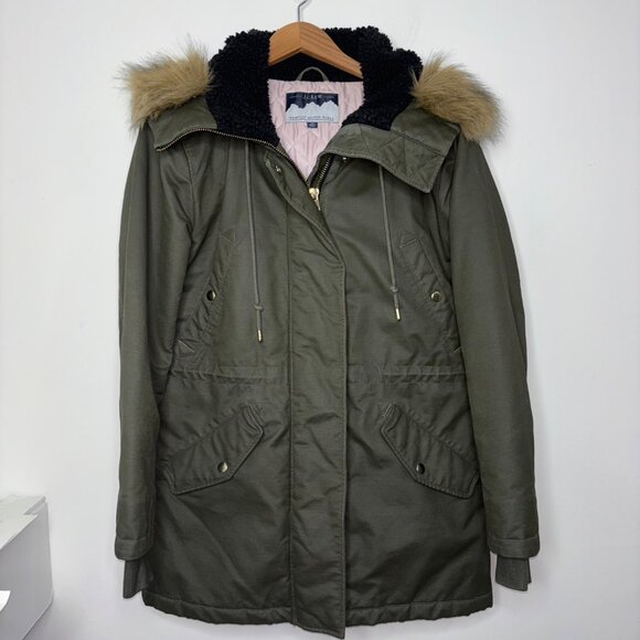 J Crew Waxed Perfect Winter Parka w/ Eco-friendly PrimaLoft Olive Women's Medium - Picture 7 of 10